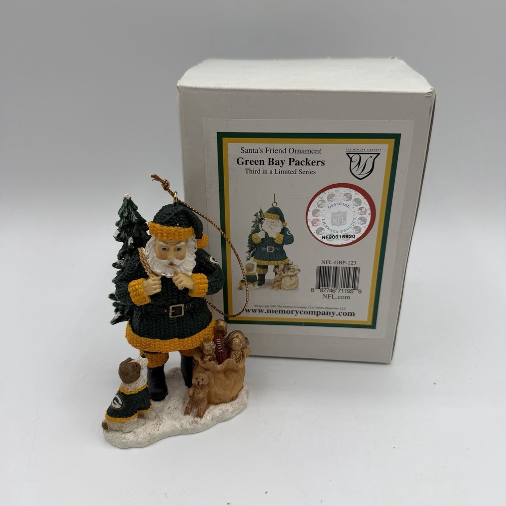 Vintage Memory Co Santas Friend‎ Green Bay Packers Ornament 2002 Christmas NFL